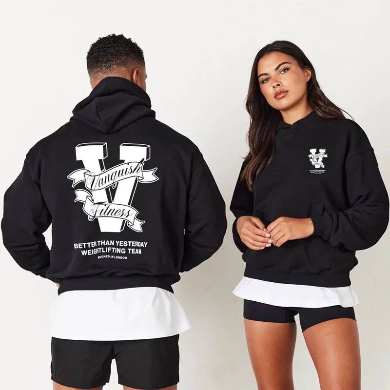 VANQUISH Американская мускулистая мужская толстовка большого размера свободная с