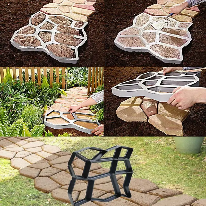 

Black Plastic Making DIY Paving Mould Home Garden Personalized Floor Road Concrete Stepping Driveway Stone Path Mold Patio Maker