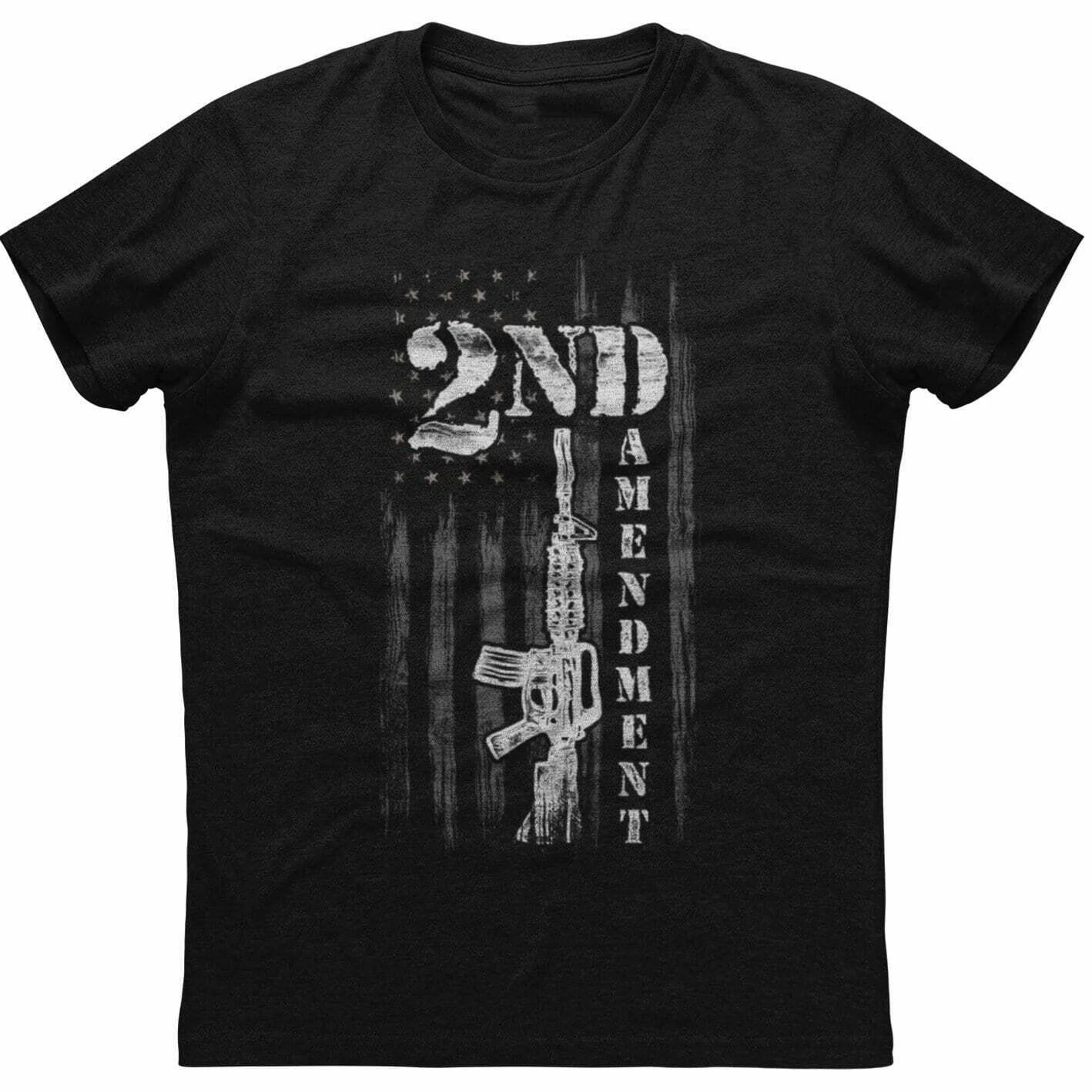 

American Flag The 2nd Amendment Patriotic T-Shirt AR-15 Gun Rights Men's 100% Cotton Casual T-shirts Loose Top Size S-3XL
