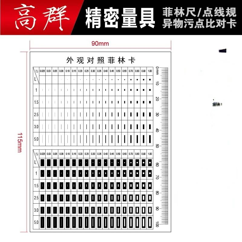 

Appearance Control Card Transparent Film Ruler Defect Comparison Benchmark Inspection Gauge Stain Detection Card