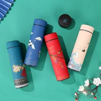 led touch display stainless steel thermal cup chinese classical style tea mug water bottles intelligent thermos coffee bottle