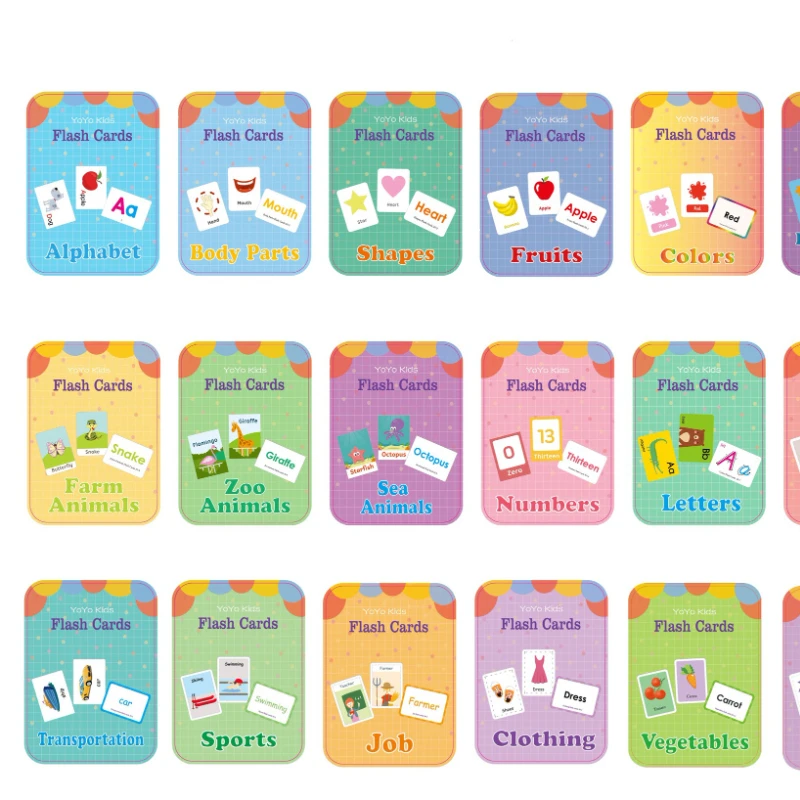 

NEW English Words Learning Flashcards for Kids 3-6 Years Reading Enlightenment Cards Educational Toys Montessori Teaching Aids