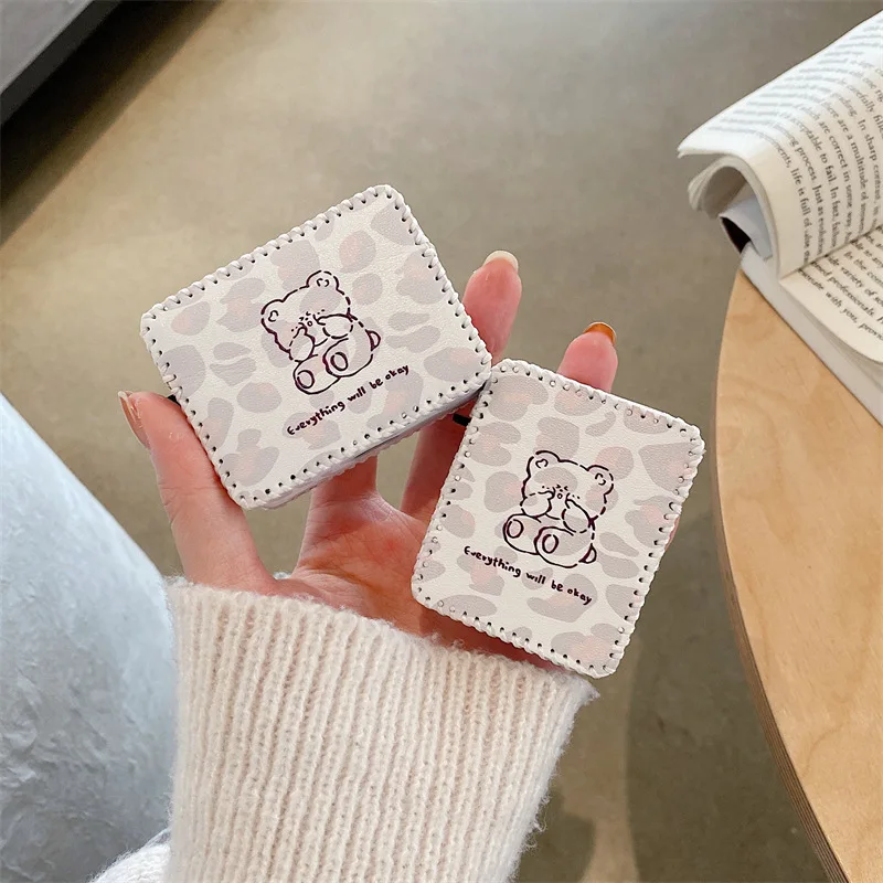 

Leather Bear Simple Button AirPods 3 Case Apple AirPods 2 Case Cover AirPods Pro Case IPhone Earphone Accessories Air Pod Case