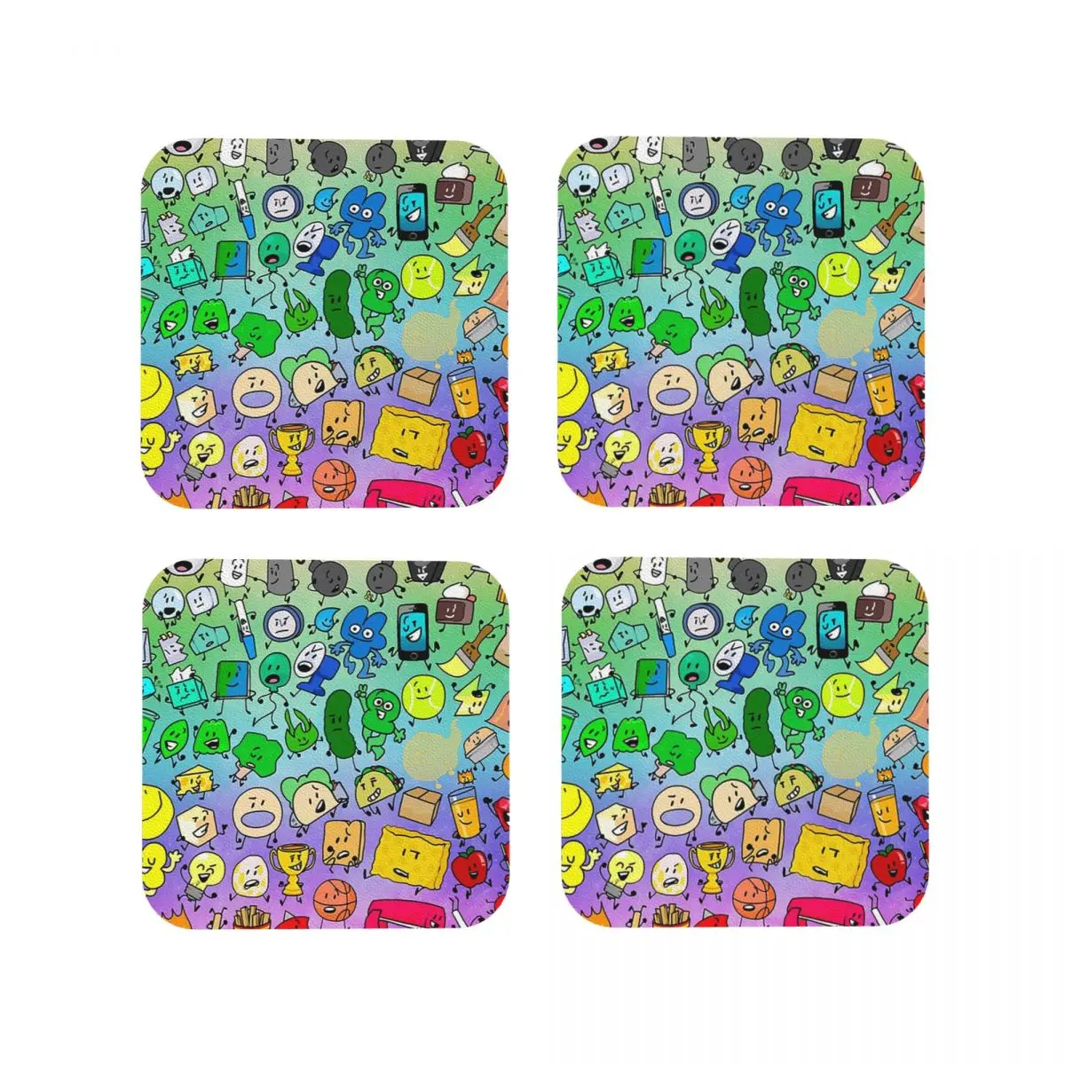 Bfdi Inanimate Insanity Все персонажи (Радуга) Подставки Кухонные салфетки Изоляционные