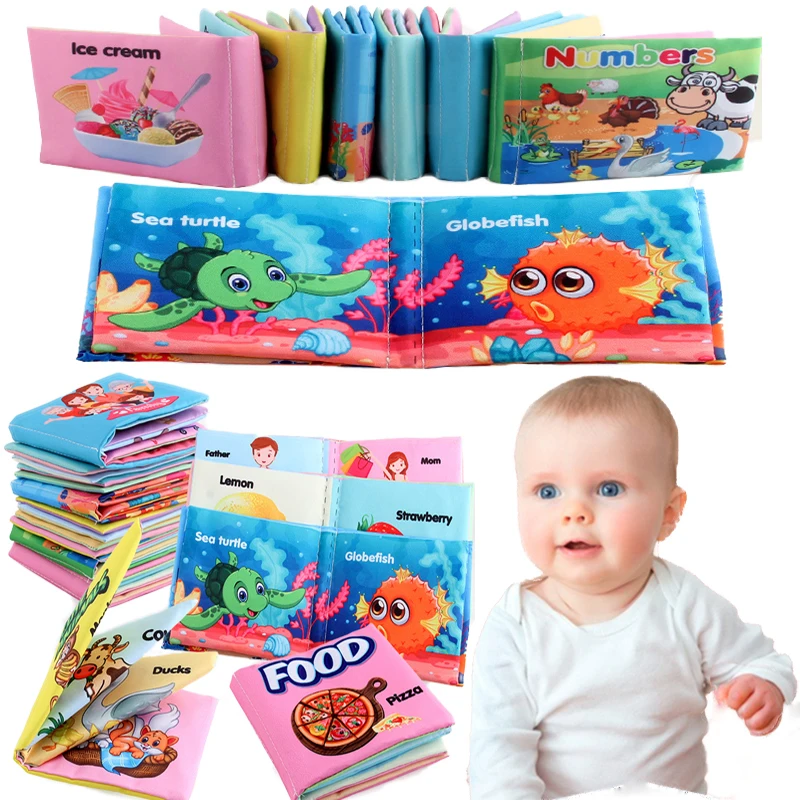 

Тканевая книга для младенцев 0-12 месяцев, многофункциональная развлекательная двухместная разноцветная книга для новорожденных