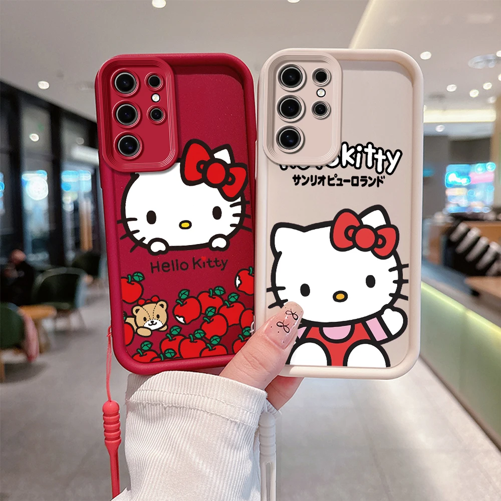Милый чехол Hello Kitty для телефона с красным яблоком OPPO A5 A7 A17 A38 A53 A54 A55 A58 A72 A74 A76 A78 A94 A98