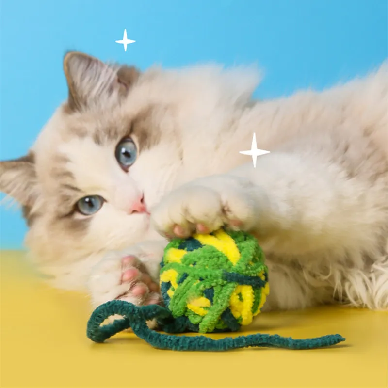 

Cat Toy Wool Ball Self-hi Toys for Cats Teasing Bite-resistant Cats Toy balls funny cat toys interactive Plush Ball with Bell
