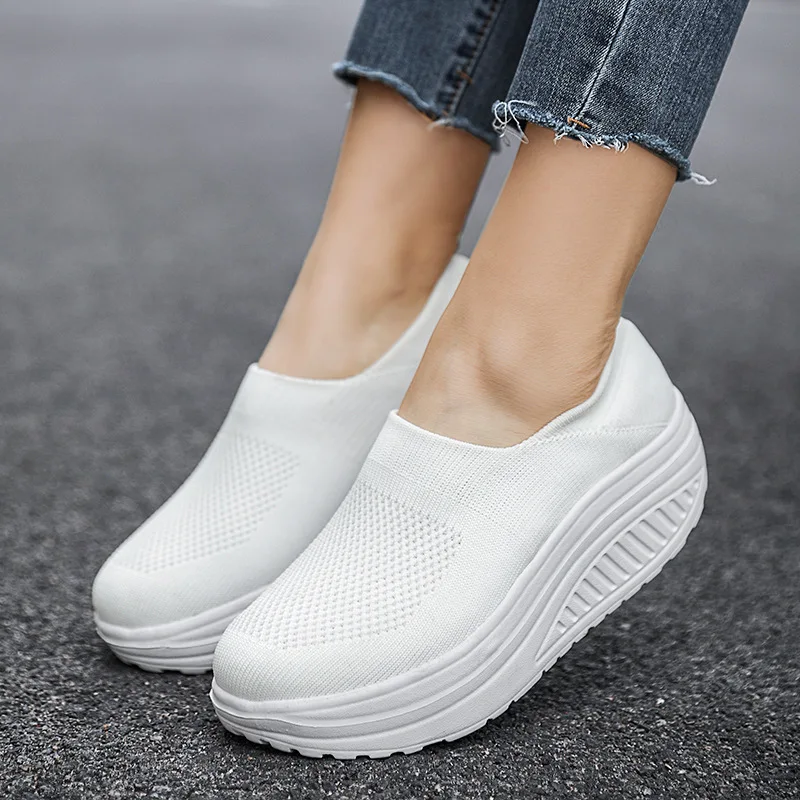 

Platform Sneakers for Women Mesh Lightweight Female Flat Tennis Shoes Zapatos Mujer Woman Loafers Slip-On Mom Walking Shoes