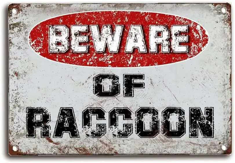 Tn Sgn Bewre of Rccoon Vntge Metl Ретро Забавный для Wll Декор Cretve Забавная новинка Decor 8