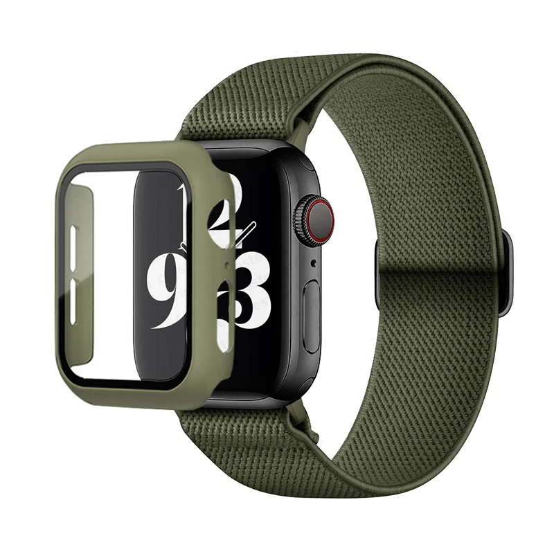 

Case+Scrunchie Strap for Apple watch band 44mm 40mm 45mm 41mm 42mm 38mm 44 Elastic Nylon solo Loop bracelet iWatch 3 4 5 6 se 7