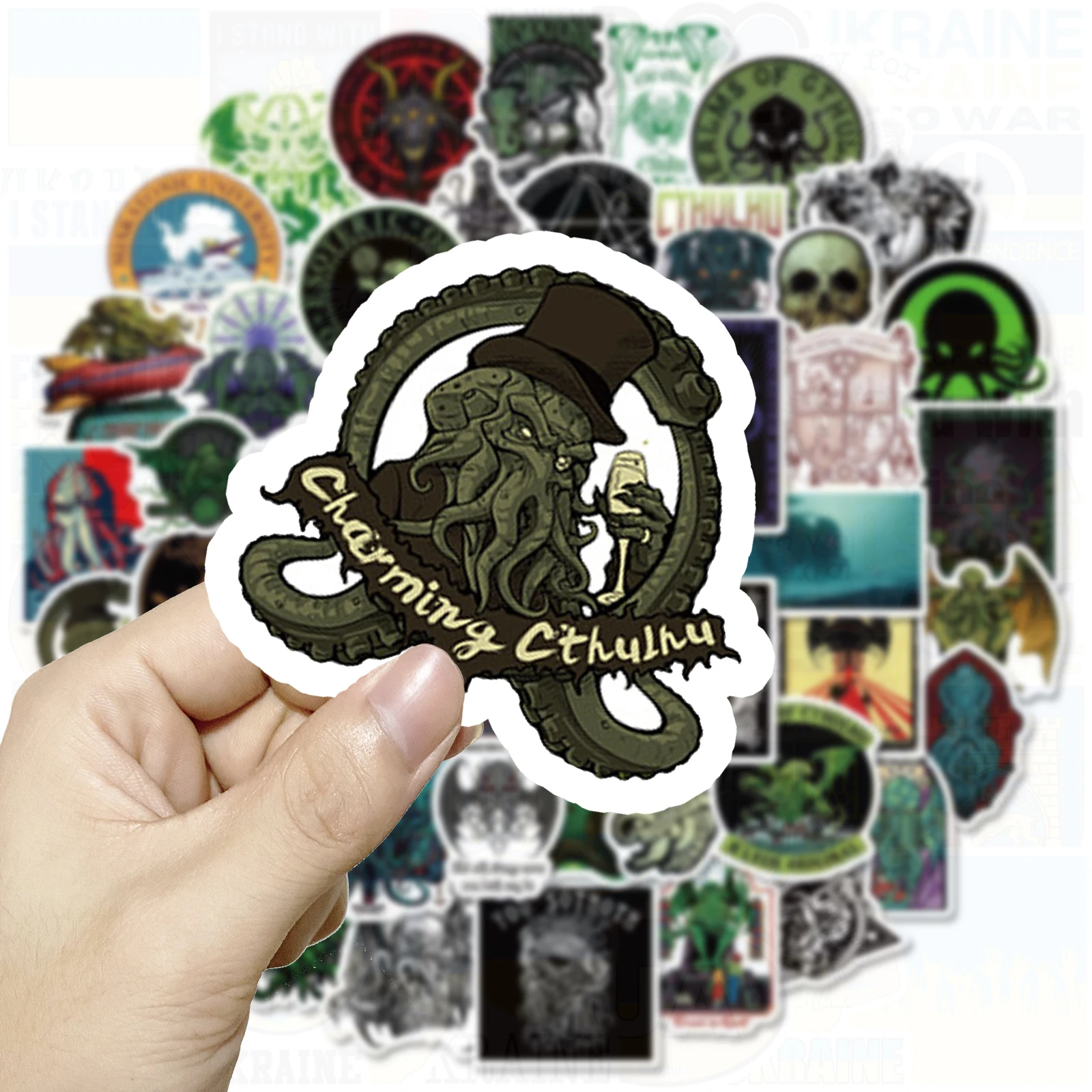 

10/50PCS Horror Great Cthulhu Mythos Stickers Laptop Skateboard Suitcase Luggage Phone Decal Cartoon Stickers Children Toy Gift