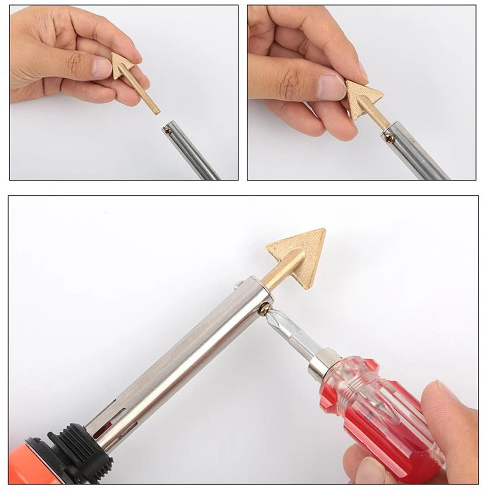 

2pcs 16mm/20mm Plastic Repair Triangular Copper Smoothing Head Soldering Iron Head Leather For 60 Watt Plastic Welding Kit