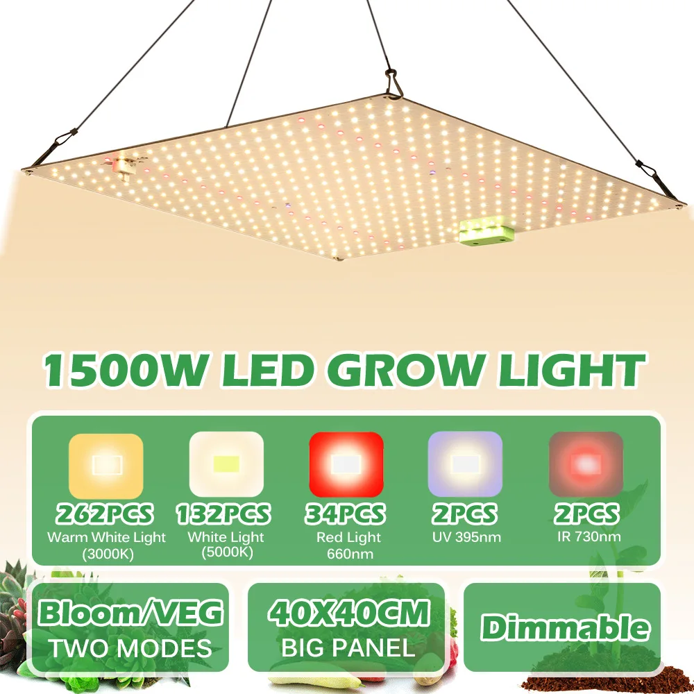 

1500W Full Spectrum LED Quantum Solar Grow Light Dimmable Toning Ribbon Switch for Greenhouse Plant Growth Lighting Fill Light