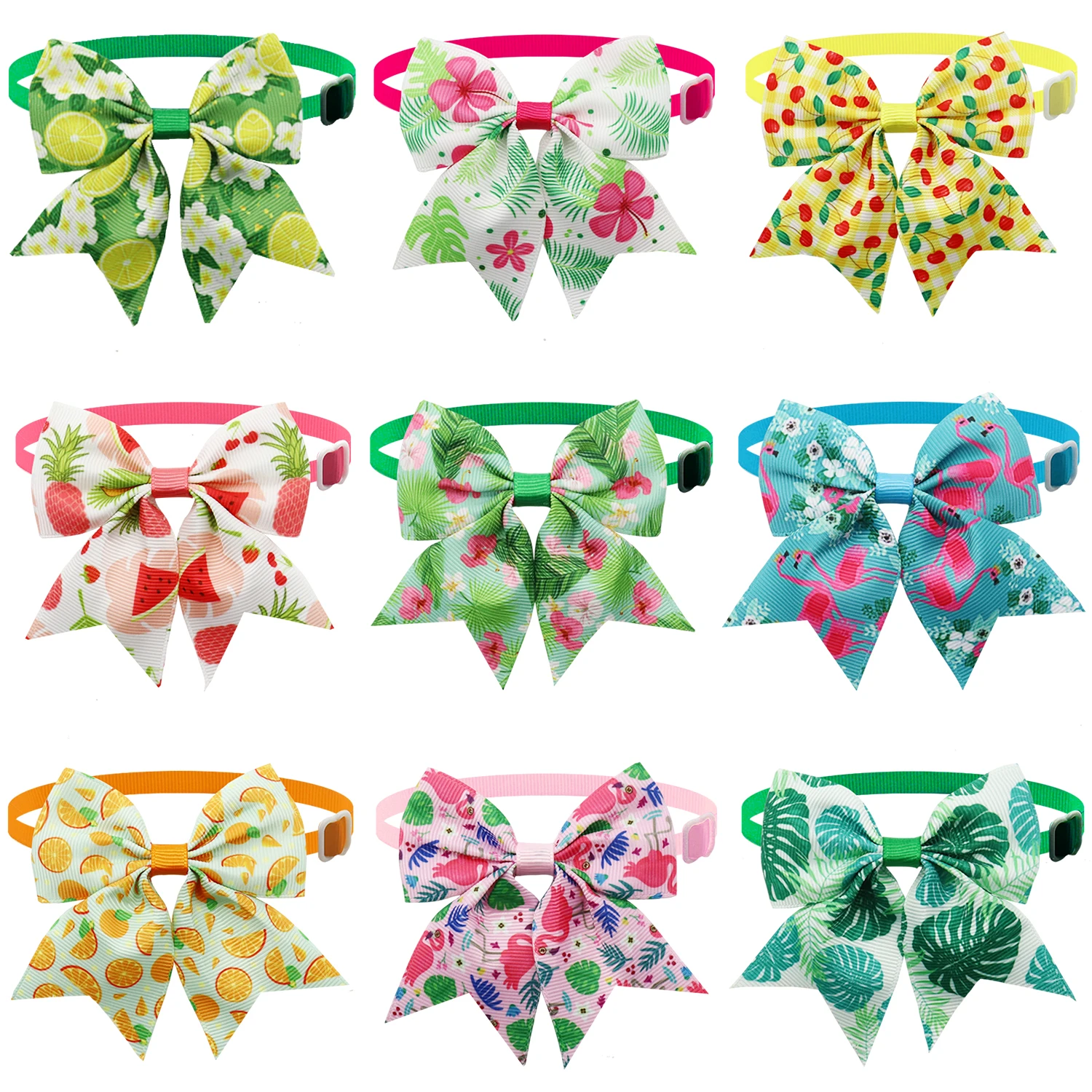 

Summer Dog Pet Bows Cat Bows Bowties Tropical Fruit For Tie 50/100pcs Puppy Grooming Collar Style Spring Dog Flamingo Bows Dog