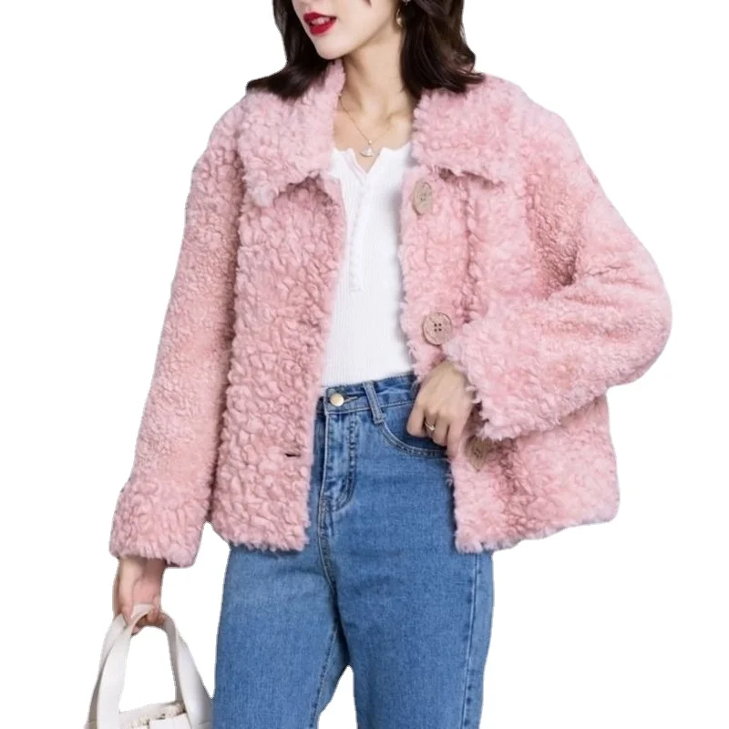Real Wool Fur Coat Sheep Shearling Autumn Winter Korean Female Jacket Women Clothing Abrigo Mujer Casaco Feminino Y797