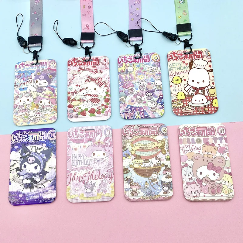 

Sanrio Kawaii Anime Figure HelloKitty Kuromi Mymelody Cinnamoroll Pompom Purin Bus Student Meal ID Card Keychain