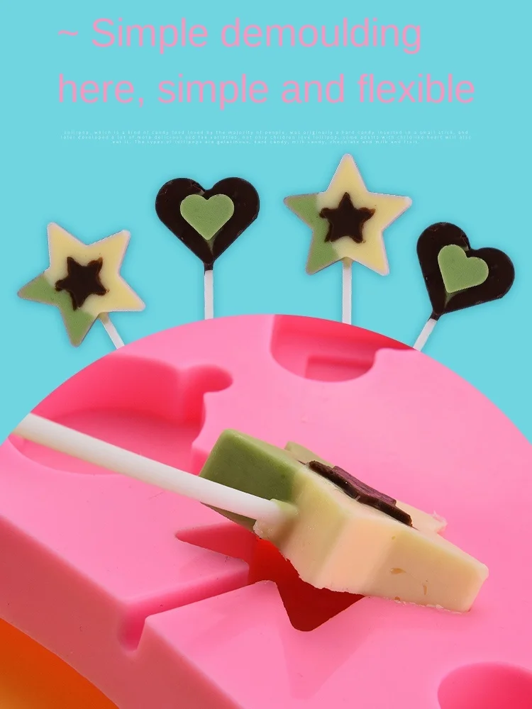 

New Arrival Lollipop Mold DIY Material Homemade Household Handmade Silicone QQ Chocolate Candy Fondant Cartoon