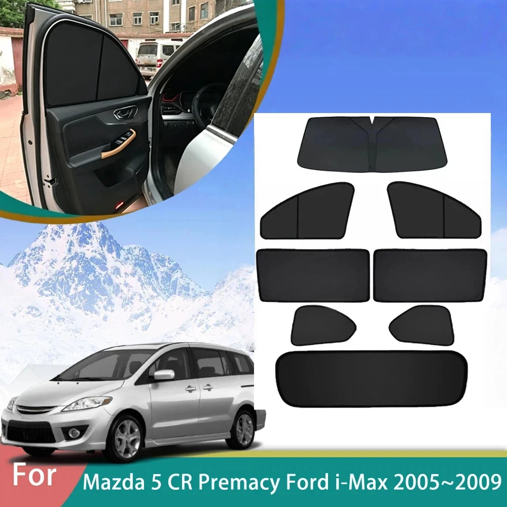 Фото Магнитные шторки на окна для Mazda 5, Mazda5, CR Premacy, Ford i-Max 2005-2009 годов выпуска, солнцезащитные, для защиты от солнца и обеспечения приватности №1