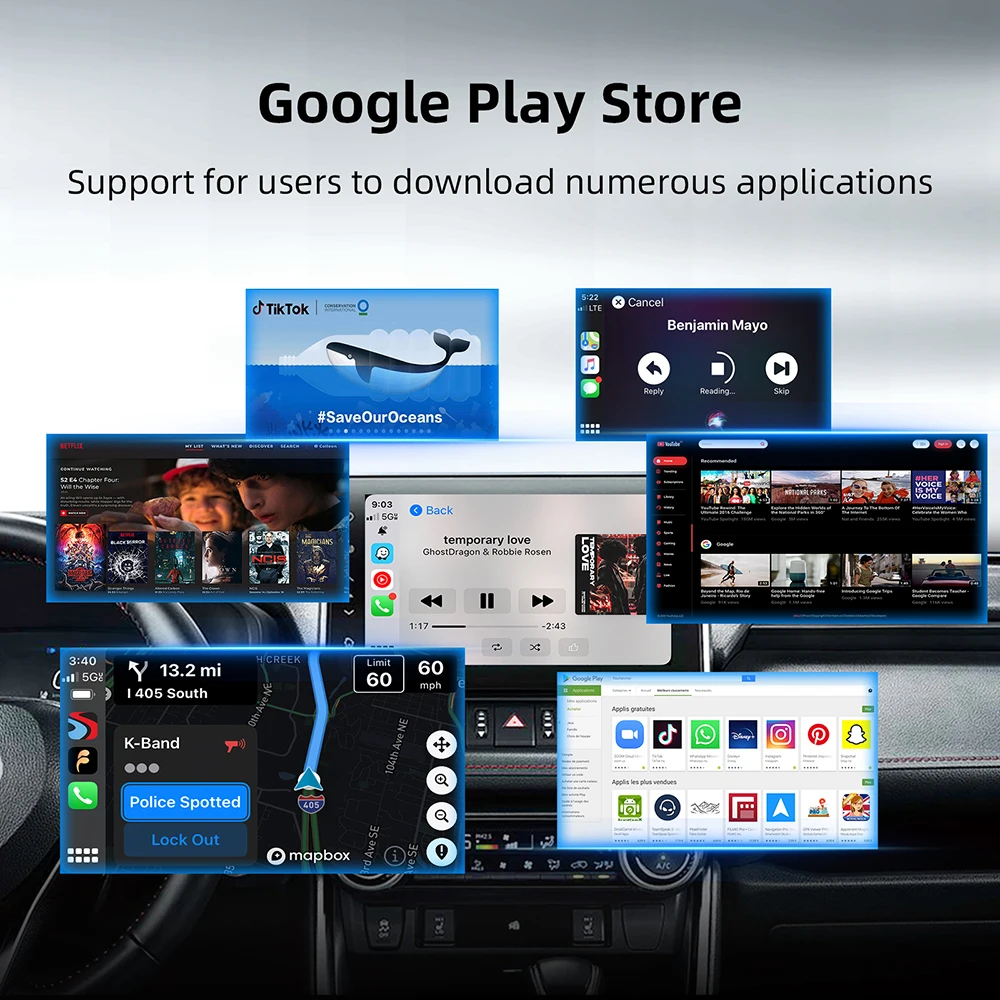 Android 13 Беспроводная коробка CarPlay TV Box 4G LTE GPS для Netflix Audi A3 A4 A5 A6 A7 A8 Q3 Q4 Q5 Q6 Q7 Q8 S4 S5 S6 RS4 RS5