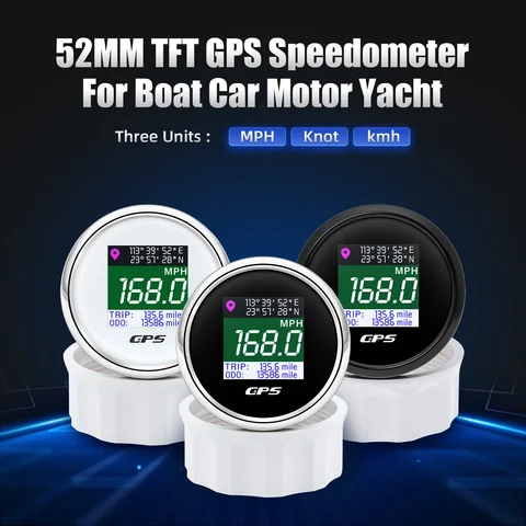 Новинка 52 мм Цифровой GPS Спидометр с GPS антенной для лодки автомобиля моторной яхты TFT экран Водонепроницаемый одометр индикатор скорости поездки 9-32 в
