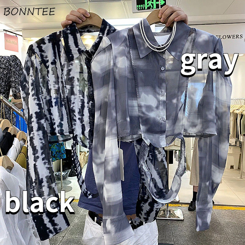 

Shirts Women Print Retro Personality Cropped All-match Casual Korean Style Summer Sun-proof Harajuku Ladies Stylish Design Ins