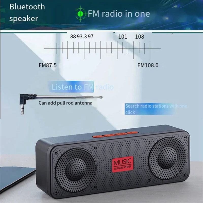 Портативное FM-радио беспроводной Bluetooth 5 0 TWS-динамик мини-музыкальный плеер MP3