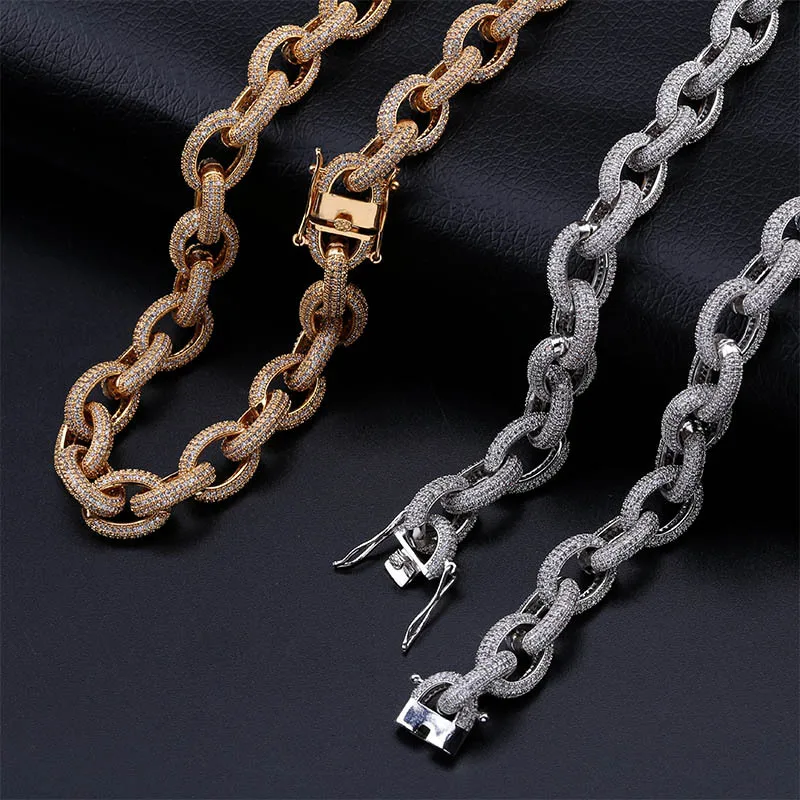 

12MM Iced Out Chains For Men Cuban Link Necklace Luxury Micro Paved Cuban Chain Hip Hop Jewelry