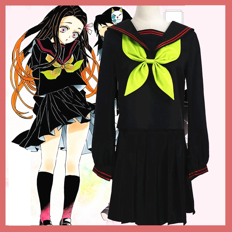 

Anime Demon Slayer Kimetsu No Yaiba Cosplay Nezuko Kamado Makomo Cosplay Costume JK School Sailor Uniforms Dress Custom Made