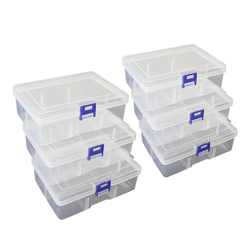 

6Pcs Clear Plastic Organizer Box,Containers Storage Box With Snap-Tight Closure Latch For Jewelry Making & Sewing Crafts