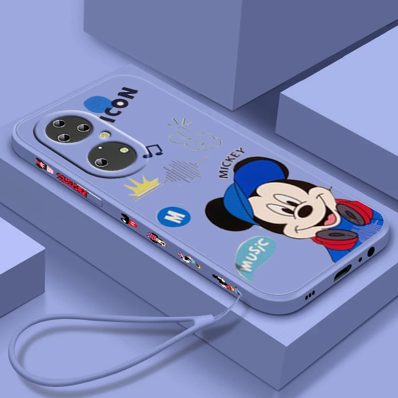 

Luxury Couple Mickey Minnie For Huawei P50 P40 P30 P20 Pro Lite Nova Y9S Y9A Y9 Y6 Y70 Y90 Y61 5T Liquid Left Rope Phone Case