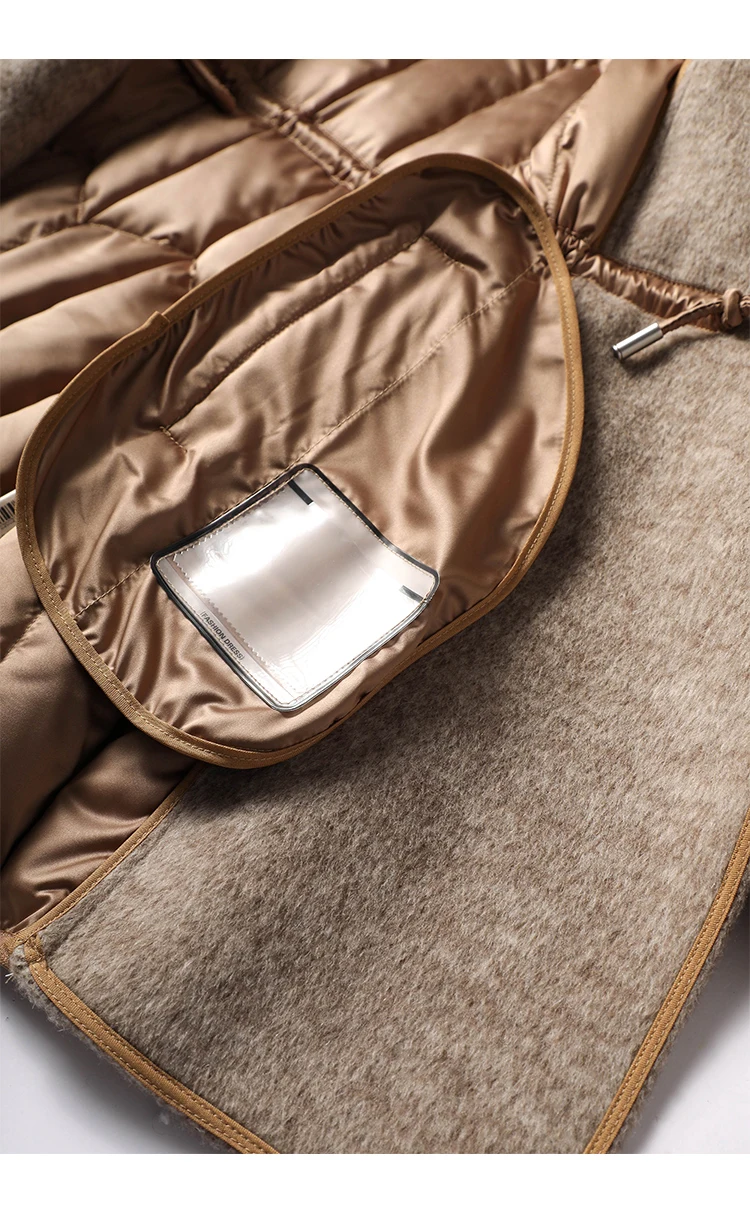 Fashion Design New Thin Spliced  Coat  Abrigos Mujer  Luxury  90%  White Goose Down  Women Jacket  Belt  Slim  Abrigos