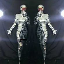 Mirror costume jumpsuit bar gogo dance DS costume jazz dance reflective costume 