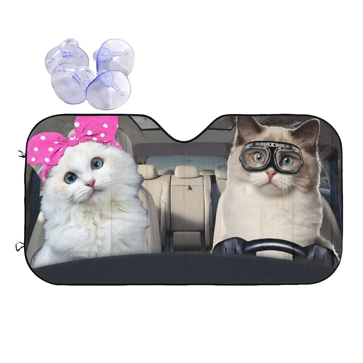 

Cute Cat Driver Fashion Sunshade Windscreen 70x130cm Animals Foils Car Window Windscreen Cover Sunscreen Curtain