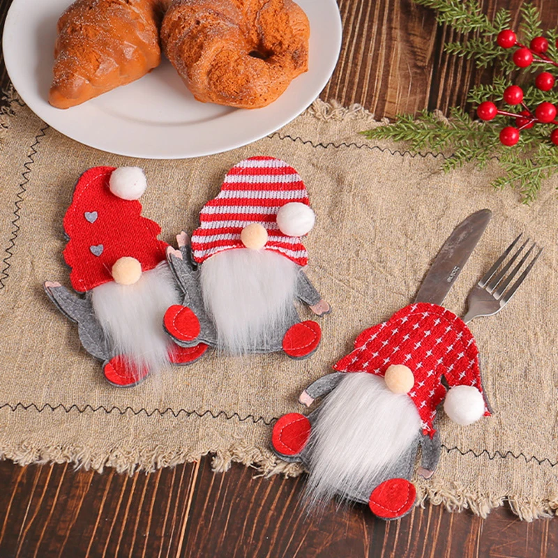 1 Рождественская посуда нож вилка мешок рождественский стол карлик Санта - Клаус