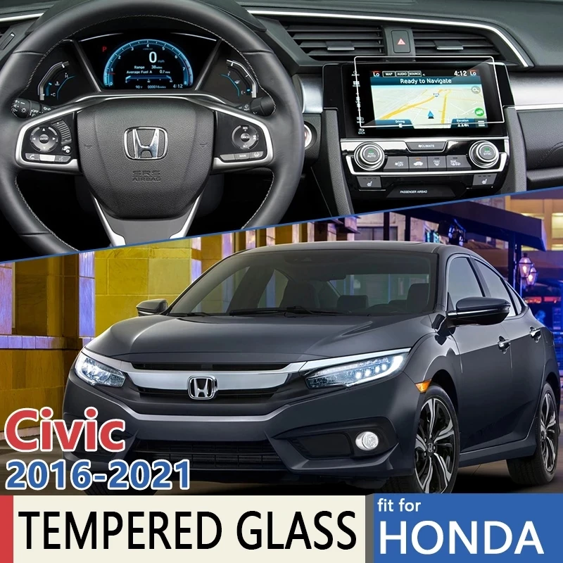 For Honda Civic 10 MK10 FC FK 2018~2021 Car Navigation GPS Anti-Fingerprin Full Film Screen Protector Tempered Glass Accessories