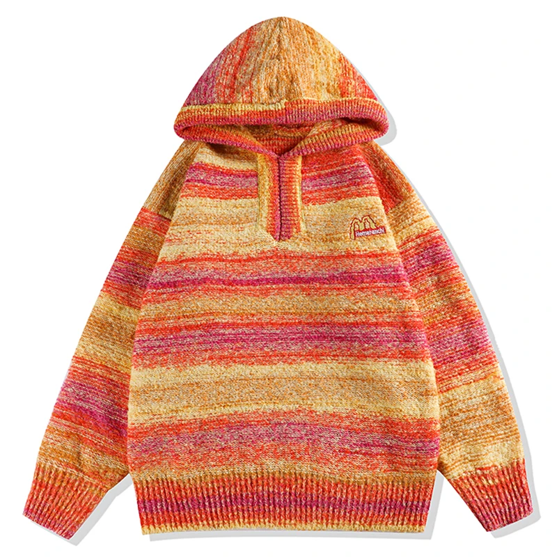 

Мужской трикотажный джемпер в стиле хип-хоп, в полоску