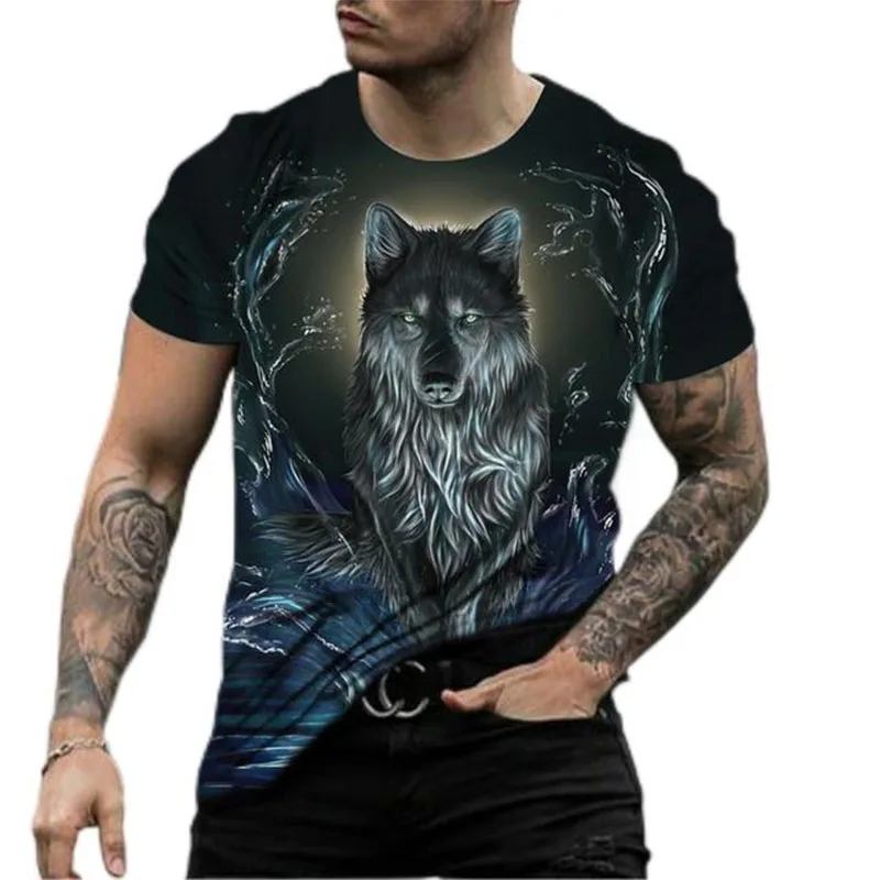 

Футболка мужская летняя с коротким рукавом и 3D-принтом животного