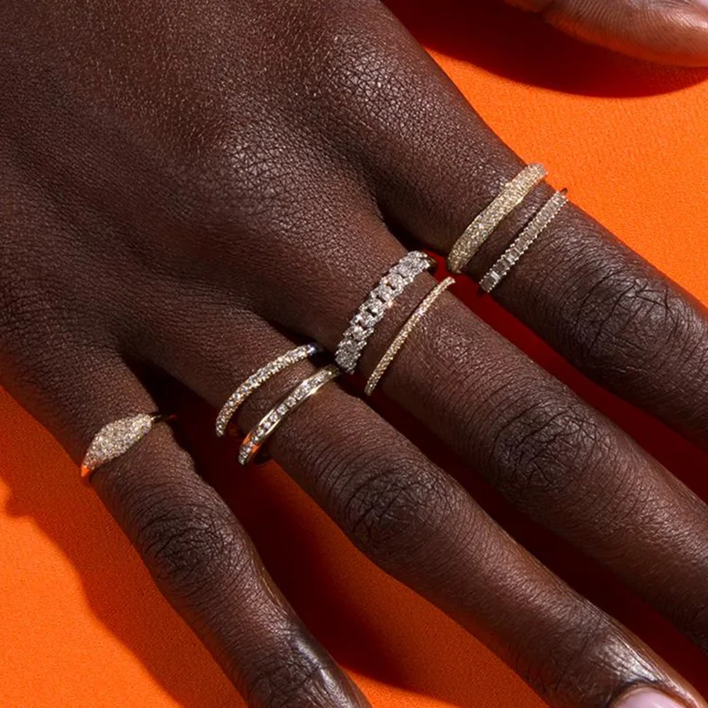 Минималистичное кольцо для женщин простой циркон золотого цвета изящные