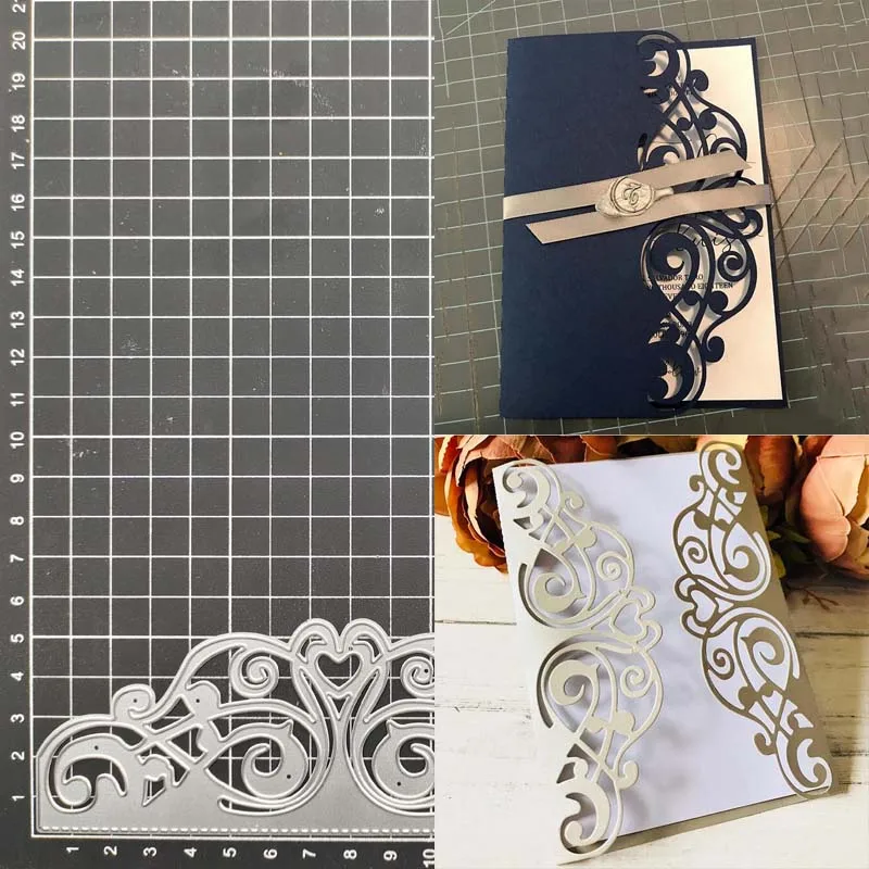 

Lace Heart Border Greeting Card Metal Cutting Dies Stencil Scrapbook Album Stamp Paper Card Embossing Decor Craft Knife Mould