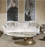 2021creative style creative design oval tea table blue gold sand marble tea table art special shaped