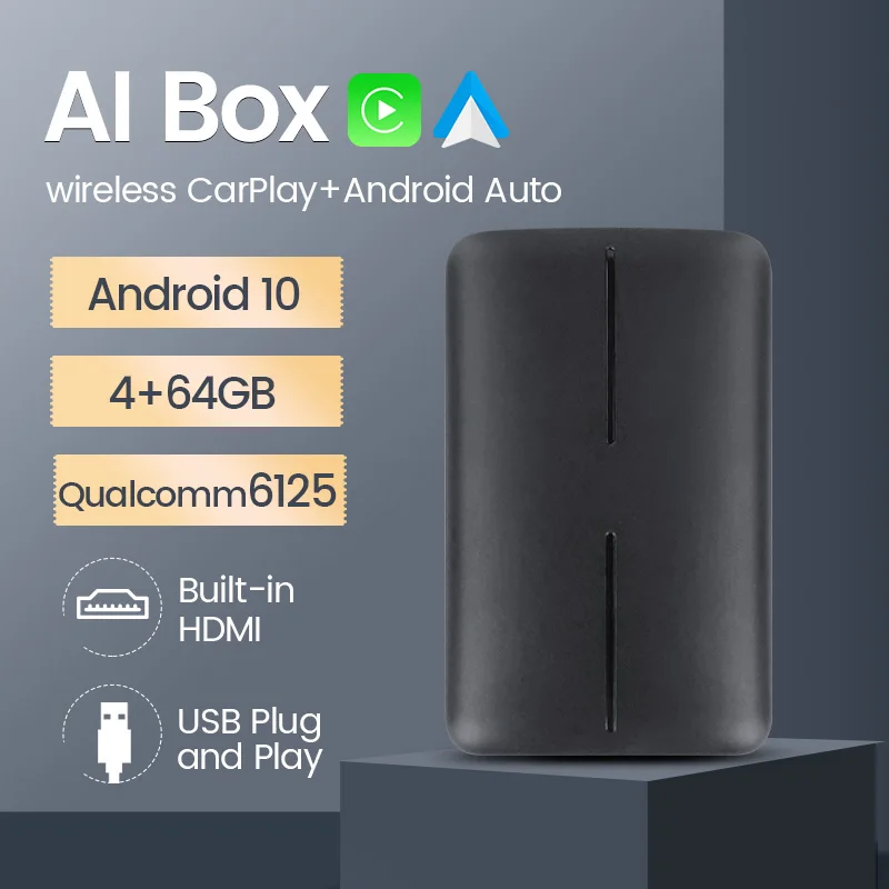 

Android 10 Qualcomm 4+64G Apple Mini Wireless CarPlay Car Ai Box Plug and Play Youtube Netfix for Benz Audi Nissan Toyota 4G Lte