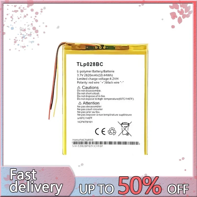Аккумулятор TLp028BD TLp028BC емкостью 2820 мАч для Alcatel tab pixe 3 Pixe3