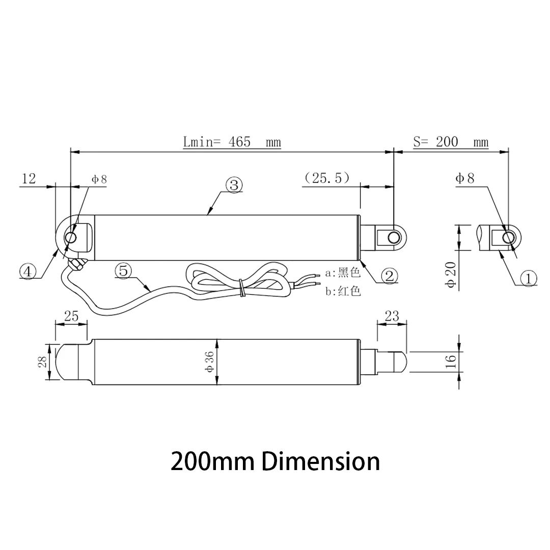 Линейный привод водонепроницаемый IP65 2000N 9 мм/с трубчатый алюминиевый сплав для
