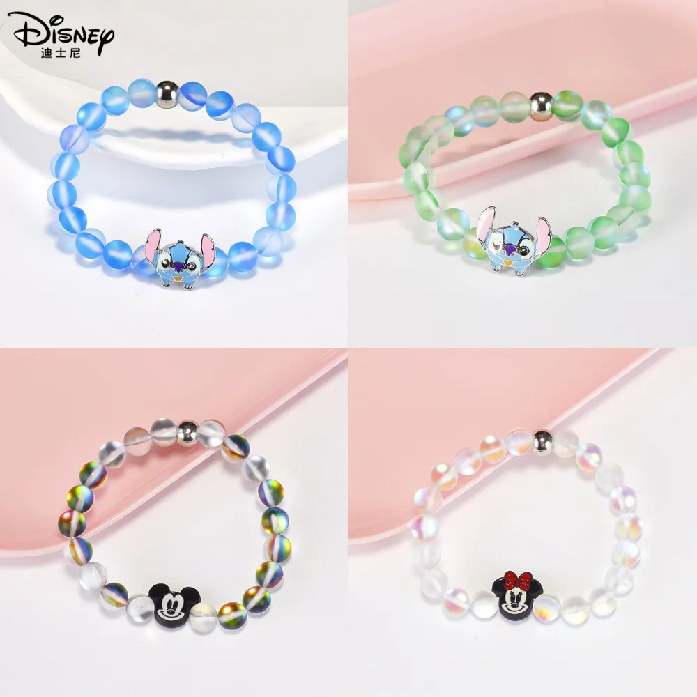 Светящиеся в темноте браслеты Disney Stitch для девочек Женские аниме аксессуар из