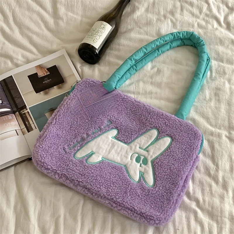 

Сумки из искусственной овечьей шерсти для женщин, женская большая сумка через плечо, женская модная плюшевая Сумка-тоут для девушек, Компью...