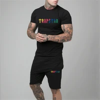 summer mens fitness fashion mens casual sportswear suit sports suit short sleeve t shirt shorts 2 piece set