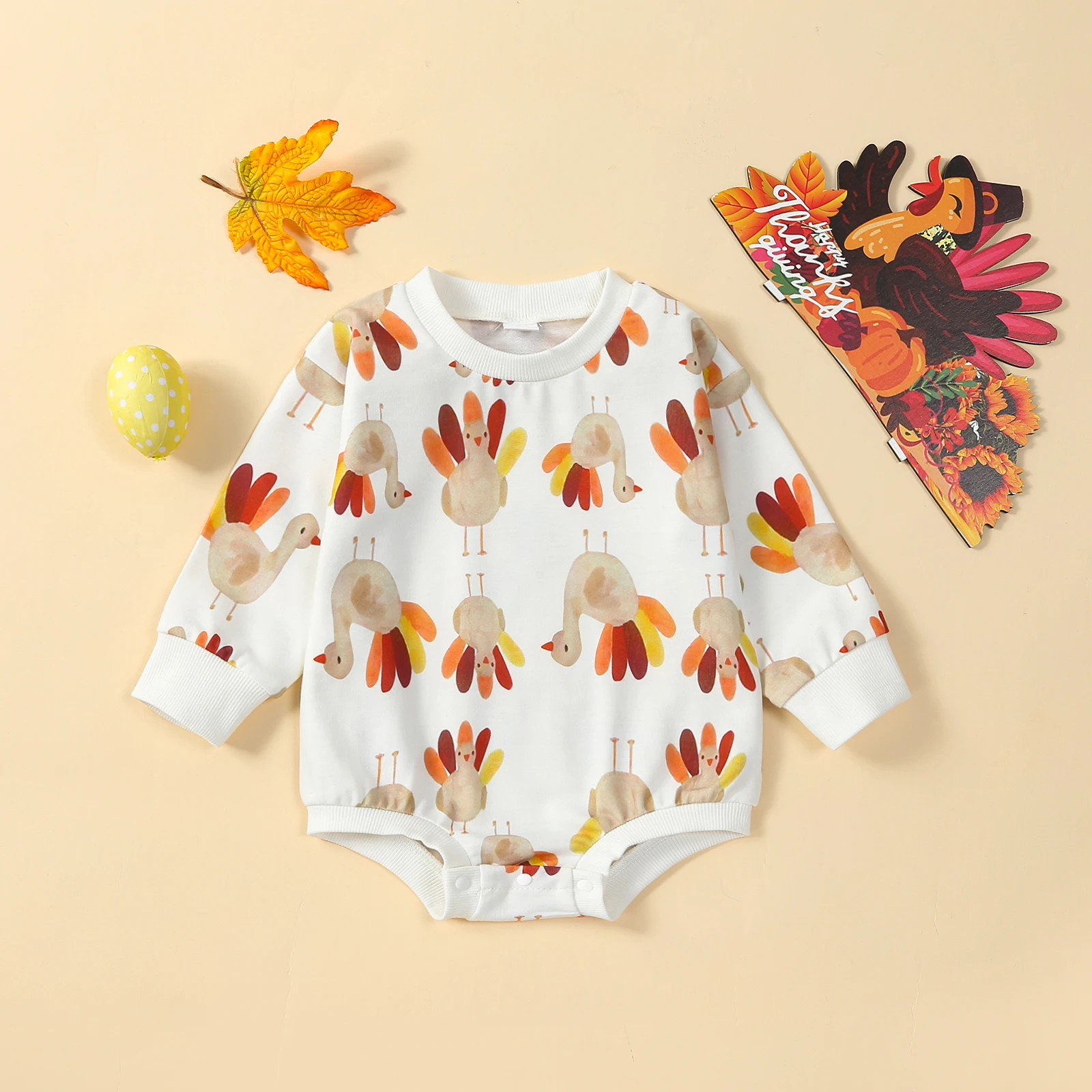 

Детский осенний комбинезон с круглым вырезом и длинным рукавом