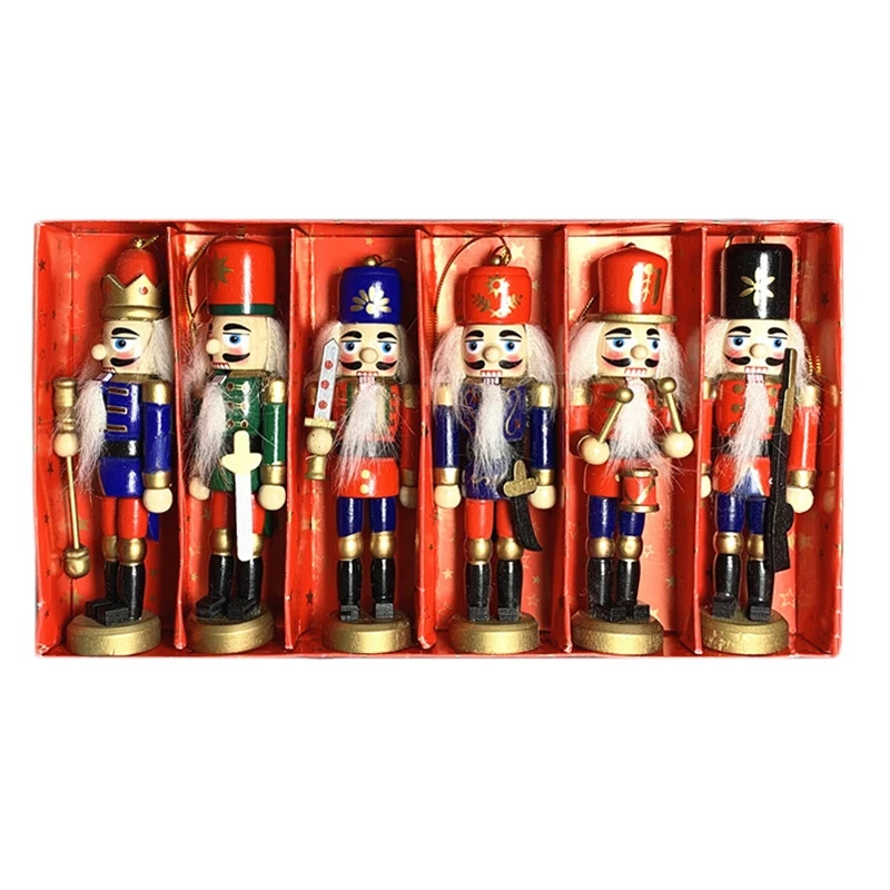 

6Pcs/Set 12Cm Nutcracker Soldier Ornament For Home Christmas Decoration Desktop Ornaments Christmas Party