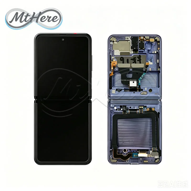 Фото Оригинальный AMOLED-дисплей для Samsung Galaxy Z Flip 1 SM-F700 4G с рамкой, сенсорный экран, полный комплект для замены №1