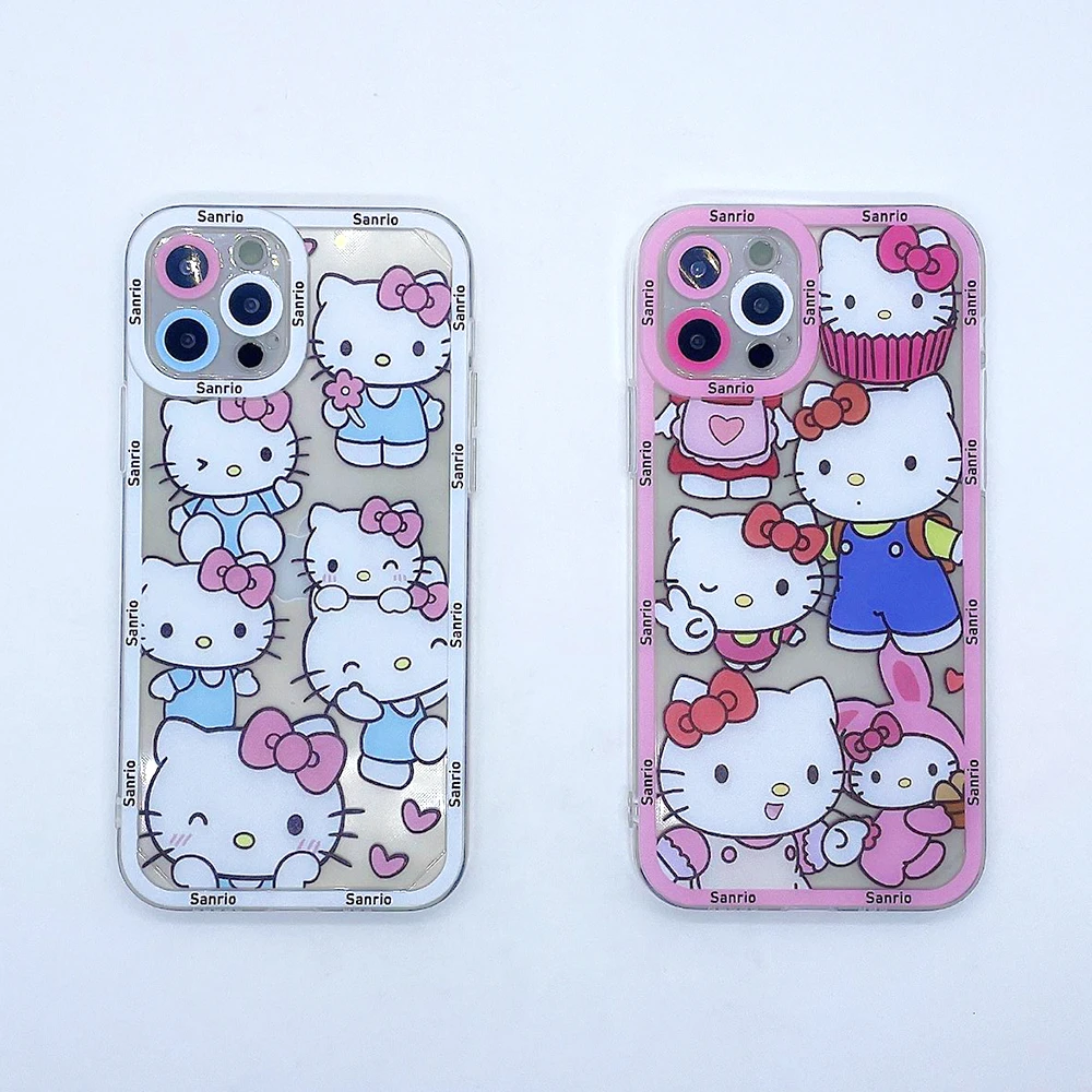 Sanrio Hello Kitty Transparent Phone Case For IPhone 14 13 12 11 Pro Max Mini XR XS 7 8 6 6S Plus Cute Soft Protective Cover